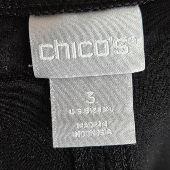 Chico's Knit Top Long Sleeve Scoop Neck Pullover Black Office Women's Size XL - Picture 7 of 8